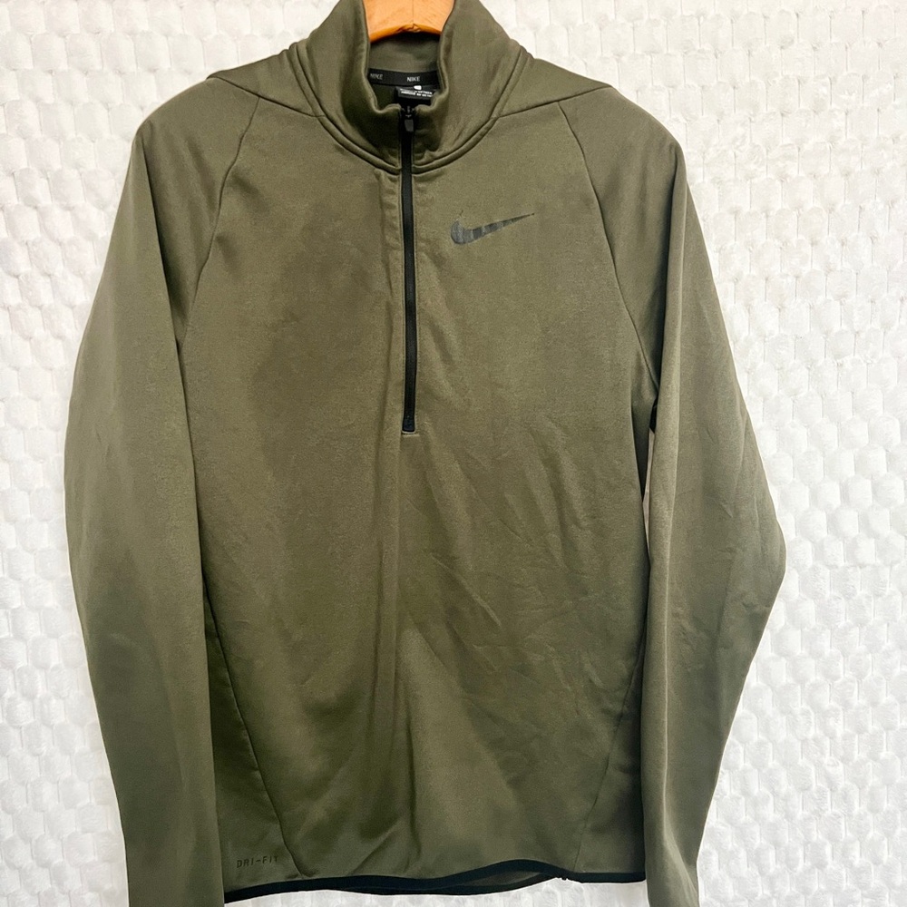 NIKE Men's Dri-Fit Quarter Zip Fleece Jacket Sweater Army Green Size Small